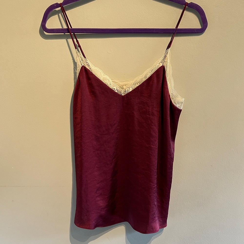 Little Moon Aritzia Marigold Burgundy Camisole with Lace Trim